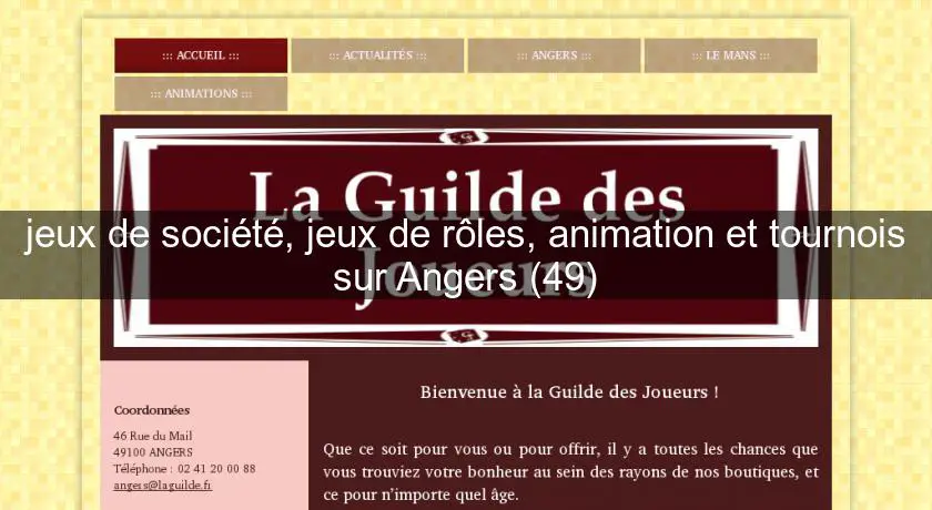 jeux de société, jeux de rôles, animation et tournois sur Angers (49)