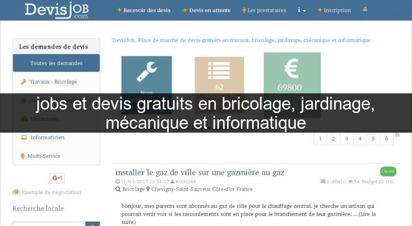 jobs et devis gratuits en bricolage, jardinage, mécanique et informatique