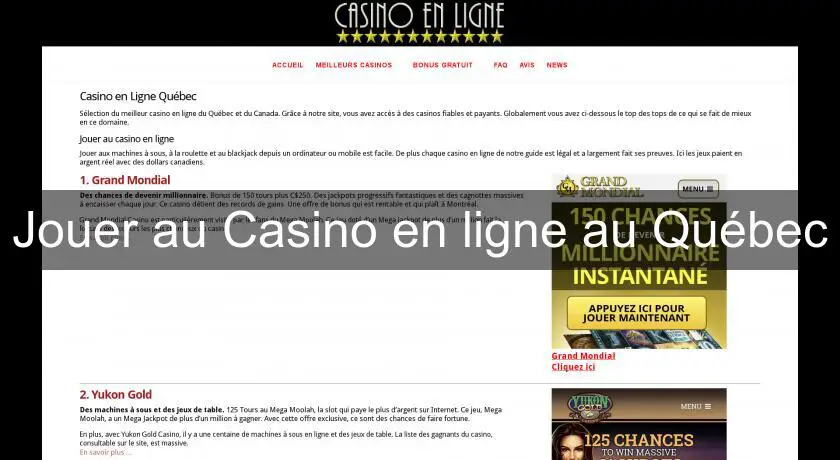 Jouer au Casino en ligne au Québec