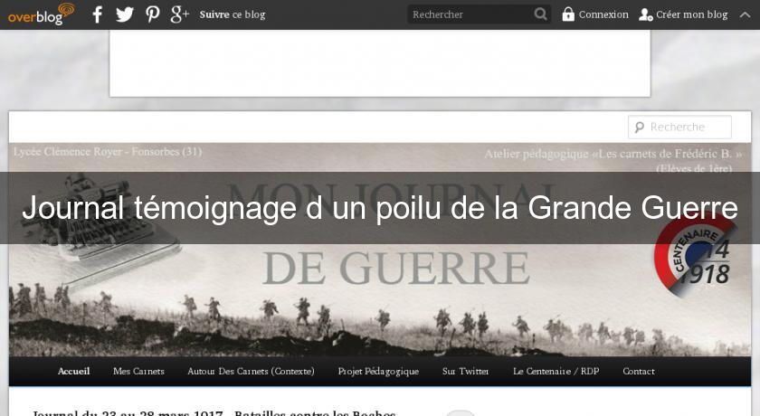 Journal témoignage d'un poilu de la Grande Guerre