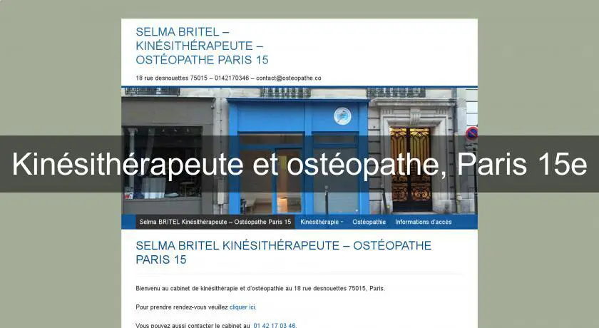 Kinésithérapeute et ostéopathe, Paris 15e