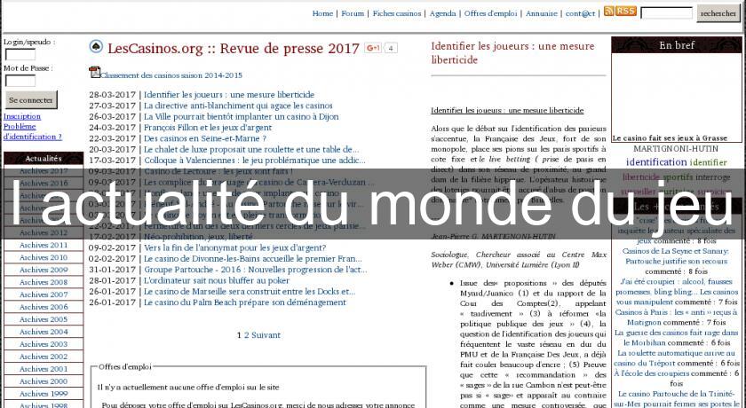 l'actualité du monde du jeu l'actualité du monde du jeu