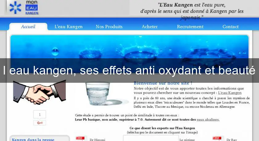 l'eau kangen, ses effets anti oxydant et beauté