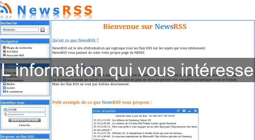 L'information qui vous intéresse L'information qui vous intéresse