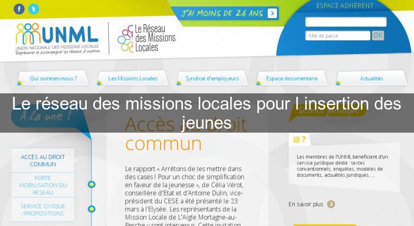 Le réseau des missions locales pour l'insertion des jeunes Le réseau des missions locales pour l'insertion des jeunes