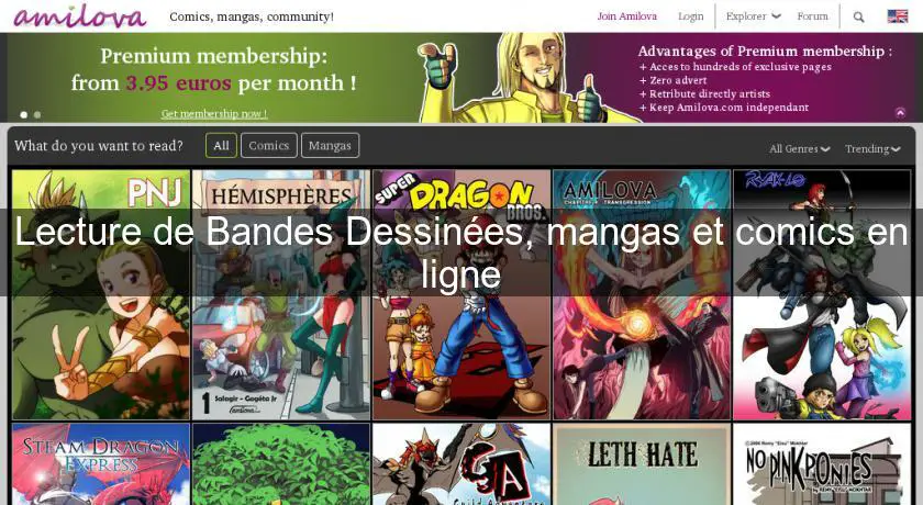 Lecture de Bandes Dessinées, mangas et comics en ligne