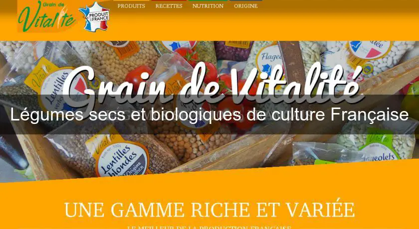 Légumes secs et biologiques de culture Française