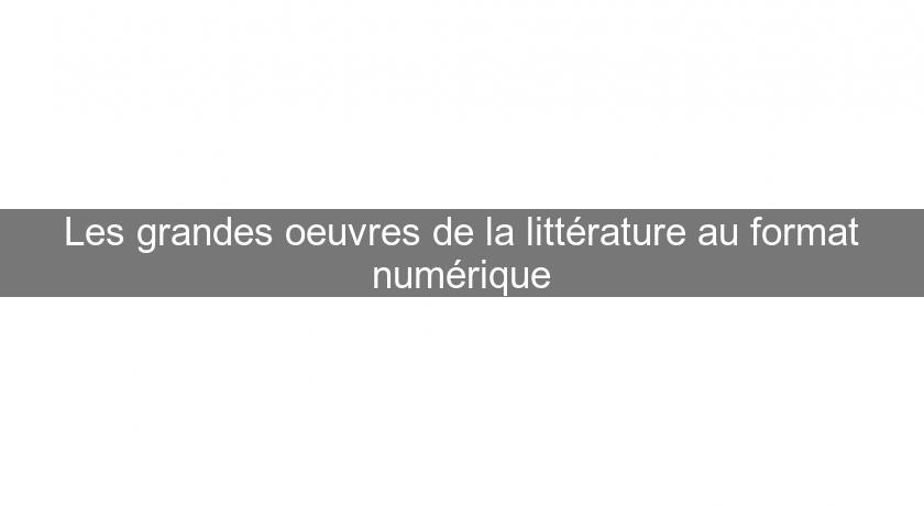 Les grandes oeuvres de la littérature au format numérique Les grandes oeuvres de la littérature au format numérique