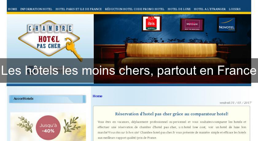 Les hôtels les moins chers, partout en France