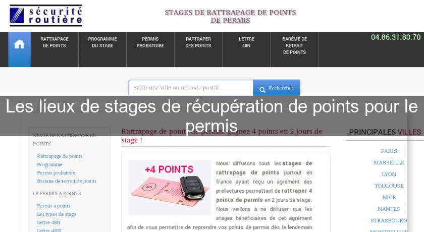 Les lieux de stages de récupération de points pour le permis Les lieux de stages de récupération de points pour le permis