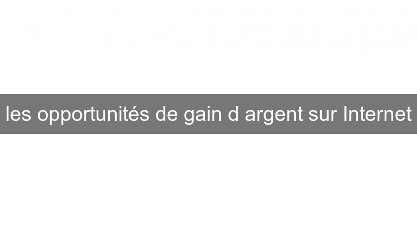 les opportunités de gain d'argent sur Internet les opportunités de gain d'argent sur Internet