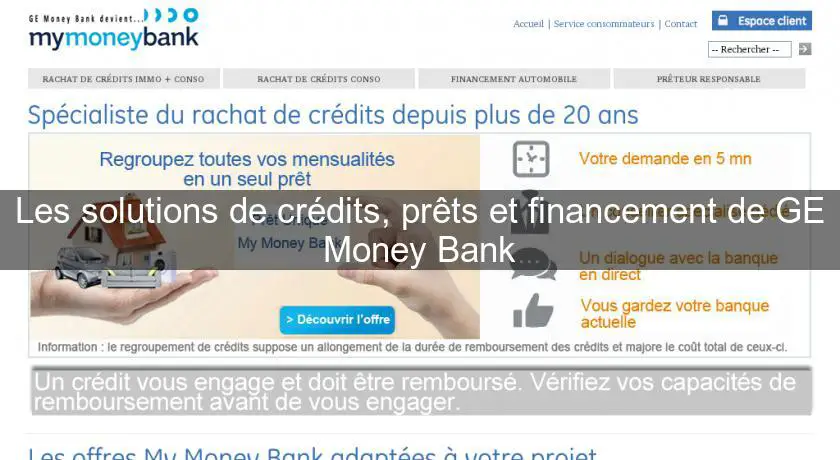Les solutions de crédits, prêts et financement de GE Money Bank