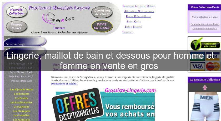 Lingerie, maillot de bain et dessous pour homme et femme en vente en gros Lingerie, maillot de bain et dessous pour homme et femme en vente en gros