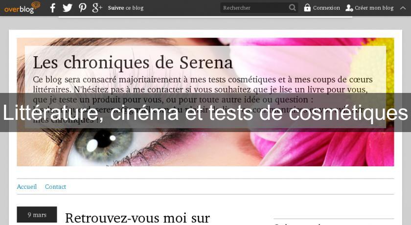 Littérature, cinéma et tests de cosmétiques Littérature, cinéma et tests de cosmétiques