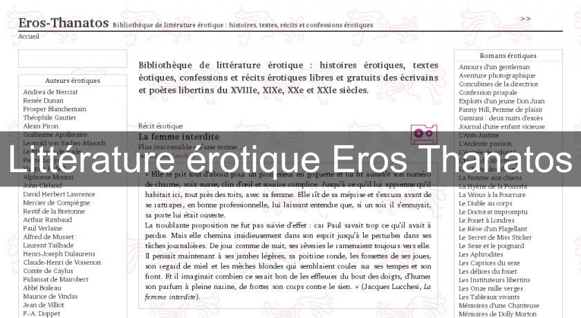 Littérature érotique Eros Thanatos Littérature érotique Eros Thanatos