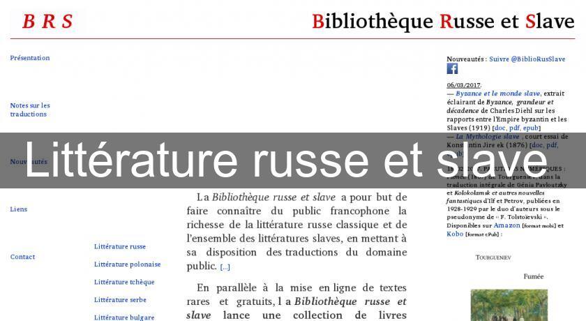 Littérature russe et slave Littérature russe et slave