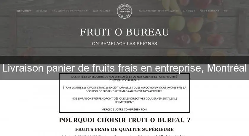 Livraison panier de fruits frais en entreprise, Montréal