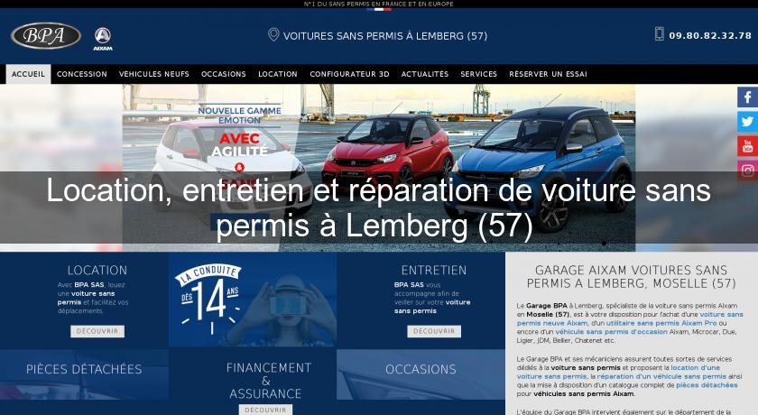 Location, entretien et réparation de voiture sans permis à Lemberg (57) Location, entretien et réparation de voiture sans permis à Lemberg (57)