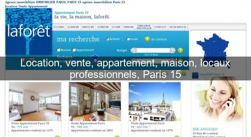 Location, vente, appartement, maison, locaux professionnels, Paris 15