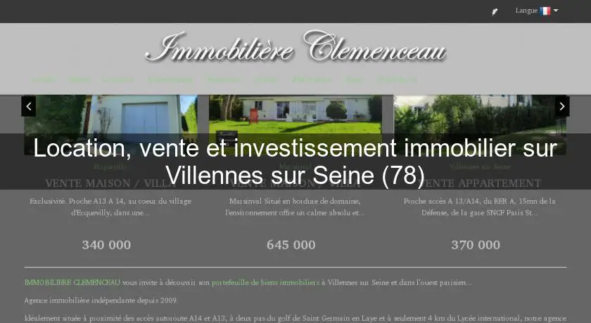 Location, vente et investissement immobilier sur Villennes sur Seine (78)