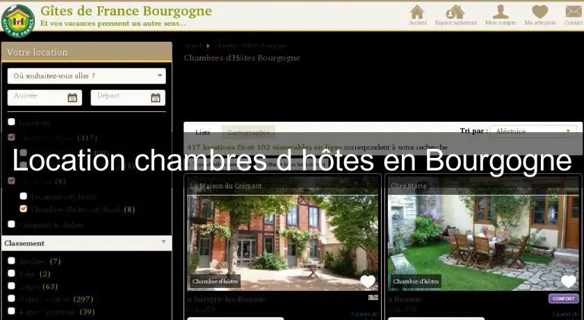 Location chambres d'hôtes en Bourgogne