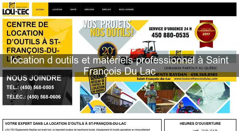 location d'outils et matériels professionnel à Saint François Du Lac