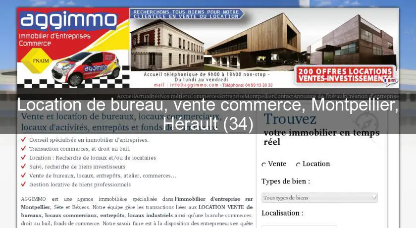 Location de bureau, vente commerce, Montpellier, Hérault (34)