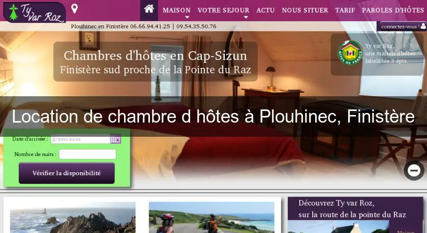 Location de chambre d'hôtes à Plouhinec, Finistère