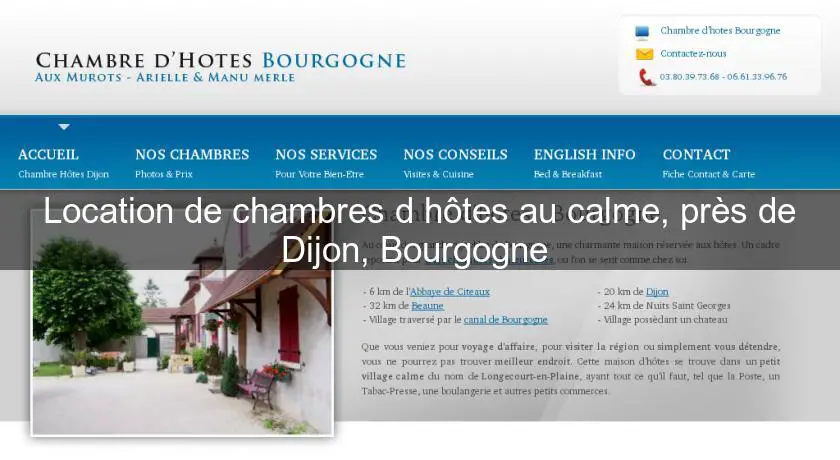 Location de chambres d'hôtes au calme, près de Dijon, Bourgogne 