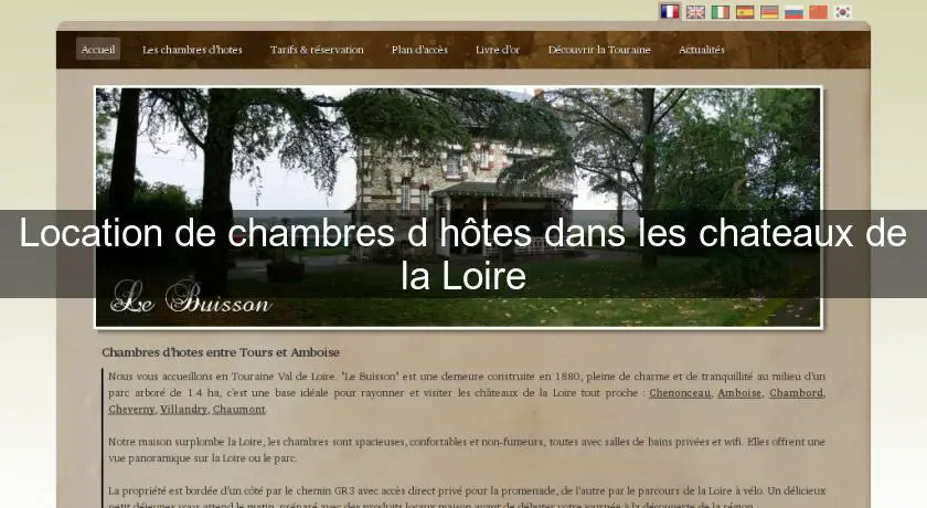 Location de chambres d'hôtes dans les chateaux de la Loire
