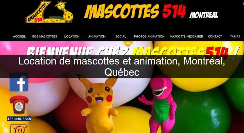 Location de mascottes et animation, Montréal, Québec