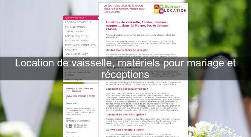 Location de vaisselle, matériels pour mariage et réceptions