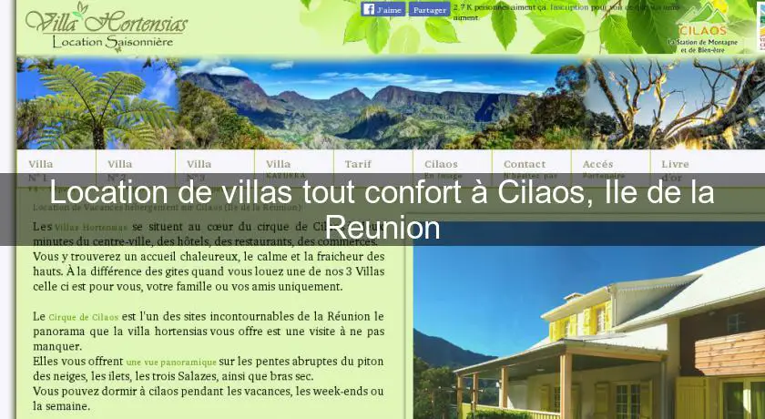 Location de villas tout confort à Cilaos, Ile de la Reunion