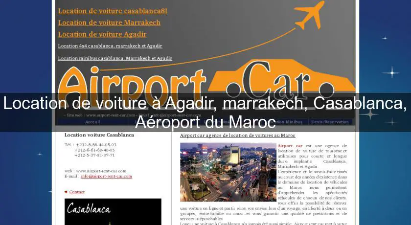 Location de voiture à Agadir, marrakech, Casablanca, Aéroport du Maroc