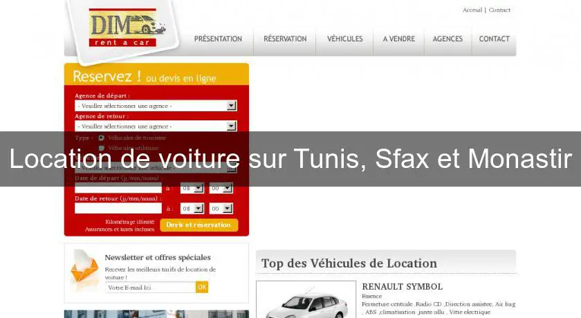 Location de voiture sur Tunis, Sfax et Monastir