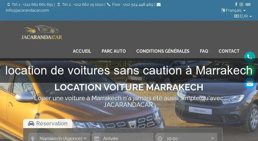 location de voitures sans caution à Marrakech