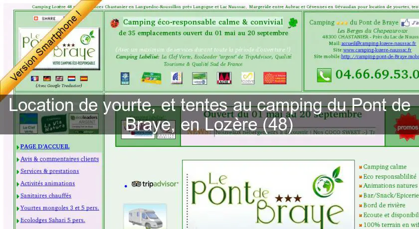 Location de yourte, et tentes au camping du Pont de Braye, en Lozère (48)