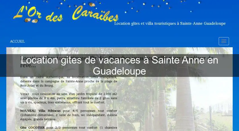 Location gites de vacances à Sainte Anne en Guadeloupe