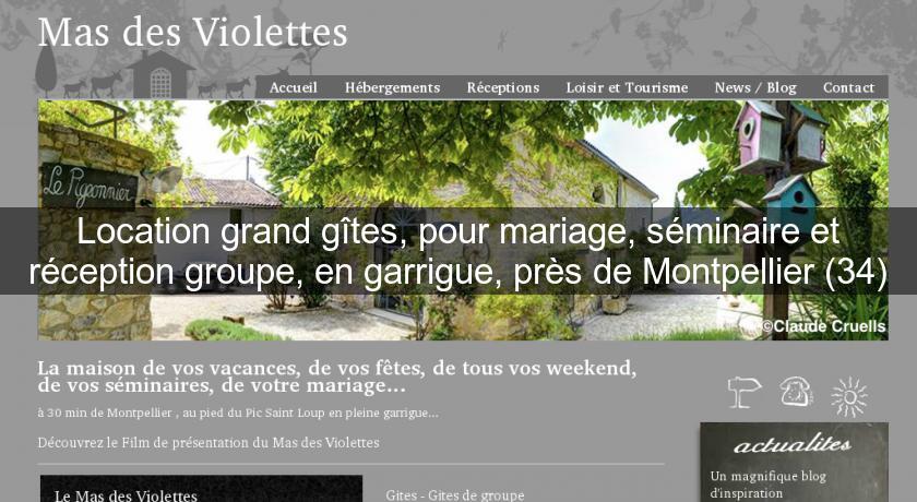 Location grand gîtes, pour mariage, séminaire et réception groupe, en garrigue, près de Montpellier (34) Location grand gîtes, pour mariage, séminaire et réception groupe, en garrigue, près de Montpellier (34)