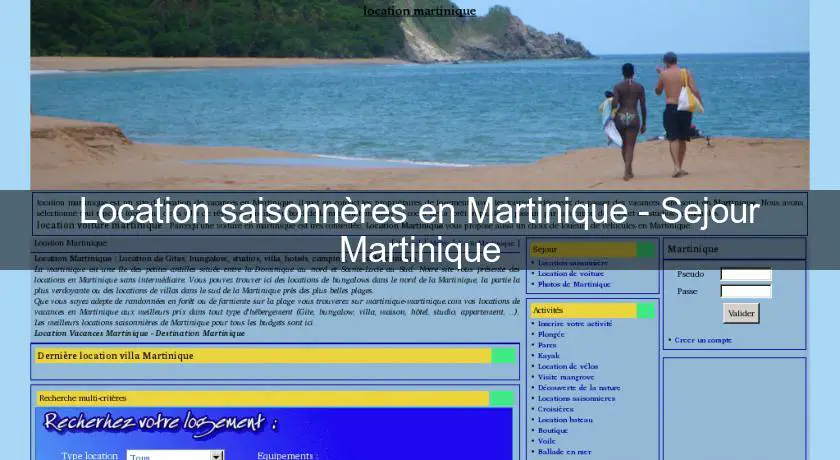 Location saisonnères en Martinique - Sejour Martinique