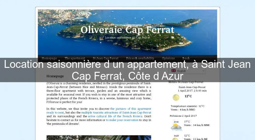 Location saisonnière d'un appartement, à Saint Jean Cap Ferrat, Côte d'Azur