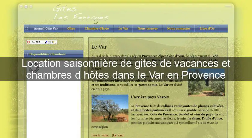 Location saisonnière de gites de vacances et chambres d'hôtes dans le Var en Provence