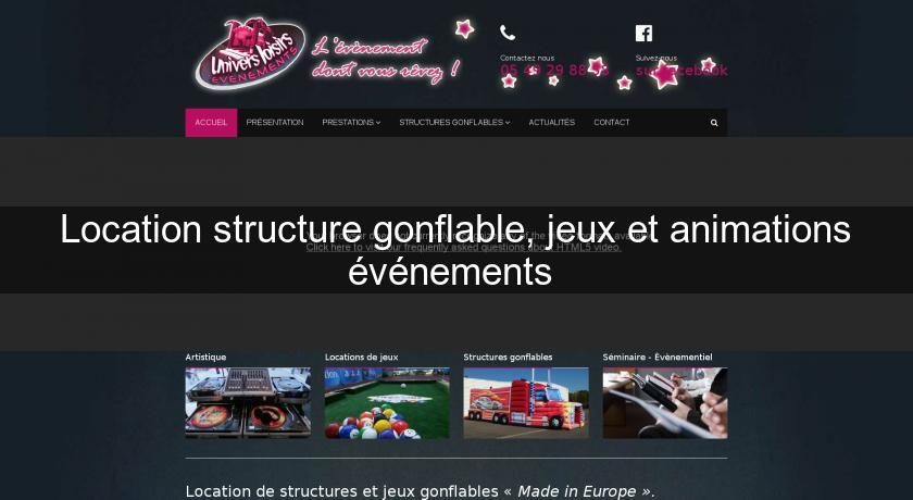 Location structure gonflable, jeux et animations événements 