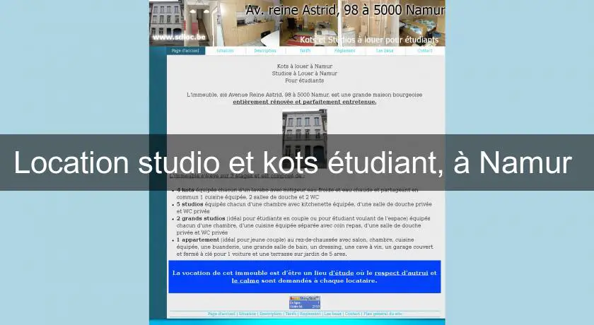 Location studio et kots étudiant, à Namur 