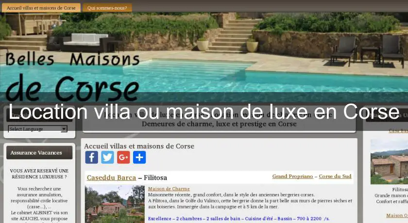 Location villa ou maison de luxe en Corse