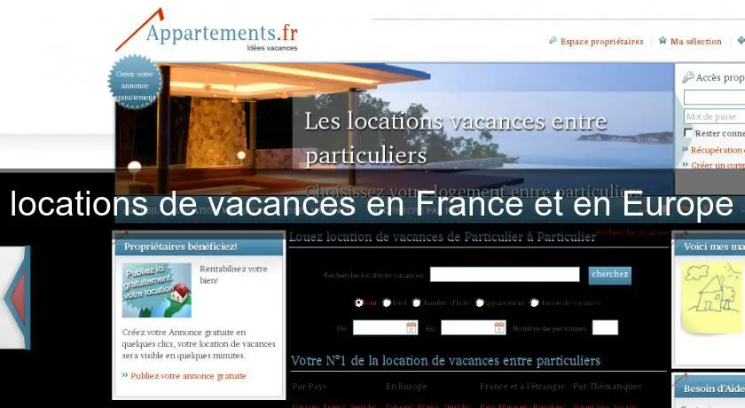 locations de vacances en France et en Europe