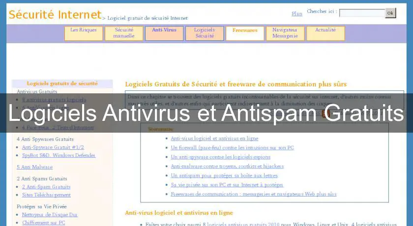 Logiciels Antivirus et Antispam Gratuits