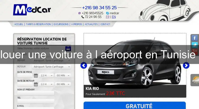 louer une voiture à l'aéroport en Tunisie 