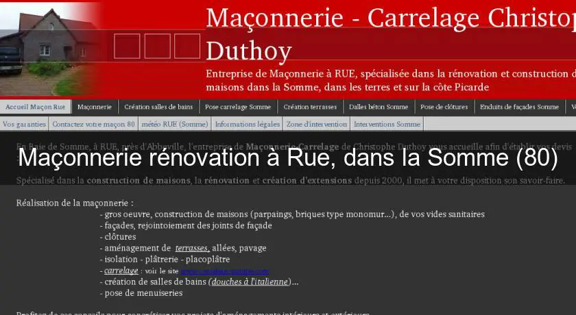 Maçonnerie rénovation à Rue, dans la Somme (80)
