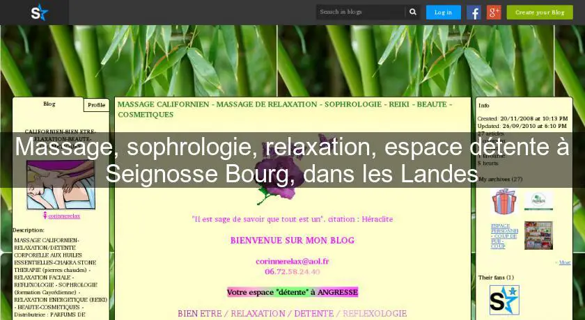 Massage, sophrologie, relaxation, espace détente à Seignosse Bourg, dans les Landes